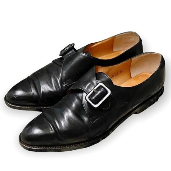 Vintage Robert Clergerie black leather monk‎ strap flats Size 7, 90s - Picture 1 of 11